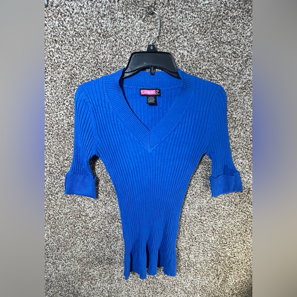 Say What? Vibrant Blue Ribbed Sweater